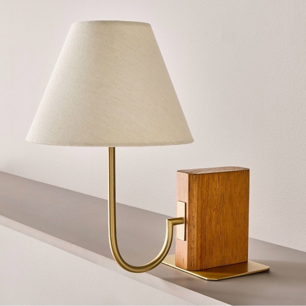 Viral Pair (2) Wood Mid Tone Bookshelf Lamps — Hearth & Hand with Magnolia